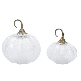 Glass Light Up Pumpkins, Set of 2