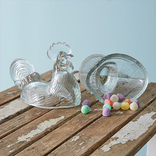 Glass Rooster Candy Dish