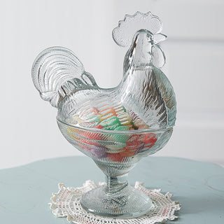 Glass Rooster Candy Dish