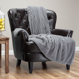 Stripe Textured Faux Fur Throw Blanket