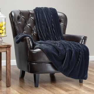 Stripe Textured Faux Fur Throw Blanket