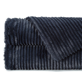 Stripe Textured Faux Fur Throw Blanket