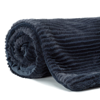 Stripe Textured Faux Fur Throw Blanket