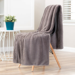 Stripe Textured Faux Fur Throw Blanket