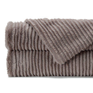 Stripe Textured Faux Fur Throw Blanket