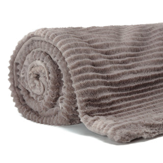 Stripe Textured Faux Fur Throw Blanket