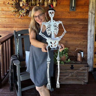 33 Inch Sitting Skeleton Decor