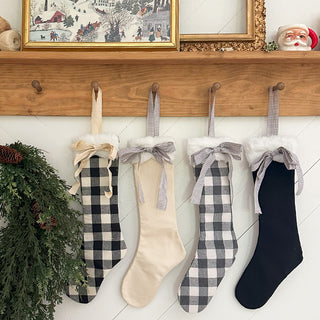 Plaid Christmas Stockings with Bow, Set of 4