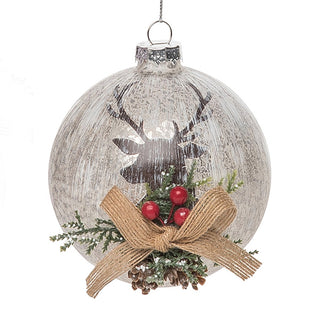 Glass Rustic Reindeer Ornaments, Set of 2