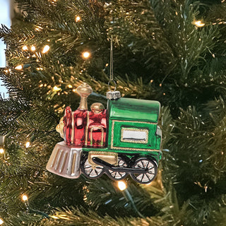 Glass Holiday Train Ornament