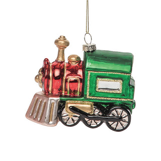 Glass Holiday Train Ornament