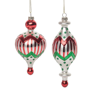 Glass Striped Pattern Ornaments, Set of 2