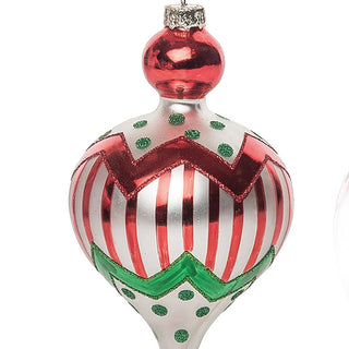 Glass Striped Pattern Ornaments, Set of 2