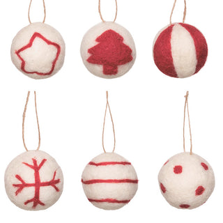 Felt Tufted Ornaments, Set of 6