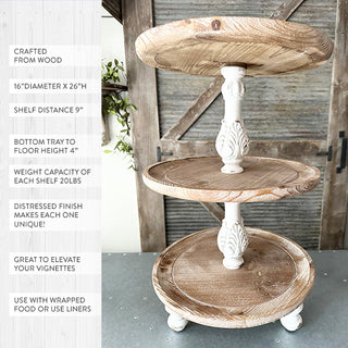 26 Inch Rustic Tiered Wooden Stand