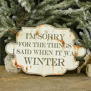 Distressed Metal Winter Sign