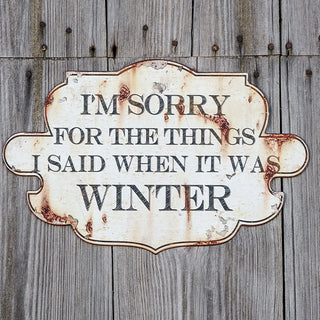 Distressed Metal Winter Sign