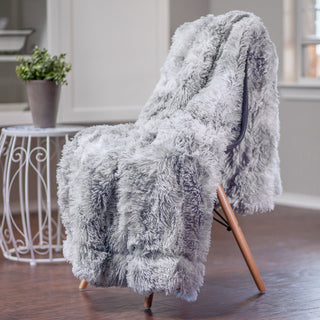 Wolf Faux Long Fur Throw Blanket