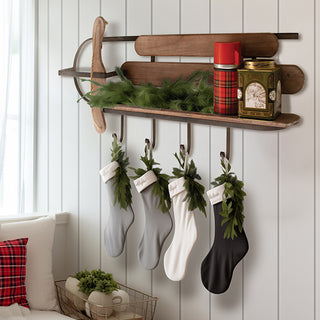 Vintage Wooden Sled Shelf