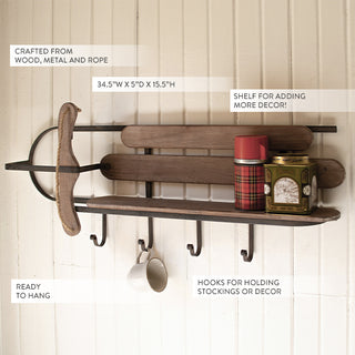 Vintage Wooden Sled Shelf