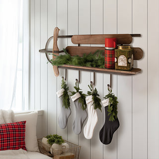 Vintage Wooden Sled Shelf