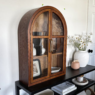 Natural Wood Arched Cabinet