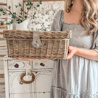 Multiuse Woven Willow Basket with Lid