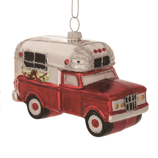 Glass Camper Christmas Ornaments, Set of 2