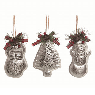 Metal Molded Ornaments, Set of 3