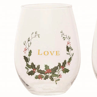 Holly Stemless Wine Glasses, Set of 4