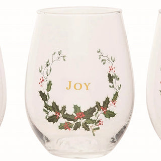 Holly Stemless Wine Glasses, Set of 4