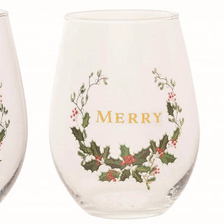 Holly Stemless Wine Glasses, Set of 4