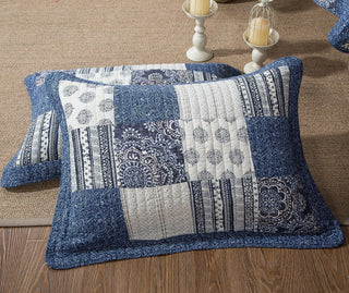 Bohemian Denim Blue Elegance Patchwork Cotton Bedspread Set