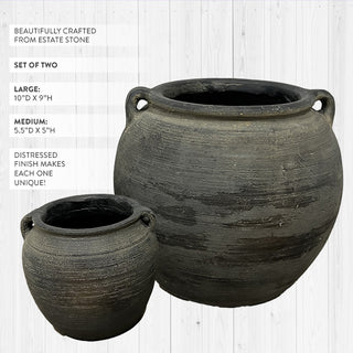 Terra-Cotta Inspired Black Pots, Set of 2