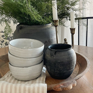 Terra-Cotta Inspired Black Pots, Set of 2