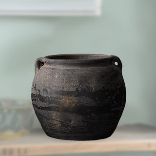 Terra-Cotta Inspired Black Pots, Set of 2