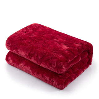 Luxury Romantic Red Lovely Hearts Dreamy Plush Faux Fur Throw Blanket