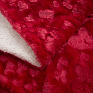 Luxury Romantic Red Lovely Hearts Dreamy Plush Faux Fur Throw Blanket