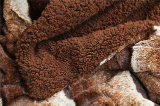 Golden Brown Faux Fur Sherpa Throw Blanket