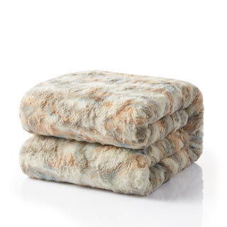 Luxurious Russian Lynx Faux Fur Throw Blanket