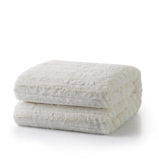 White Ivory Polar Faux Fur with Sherpa Throw Blanket