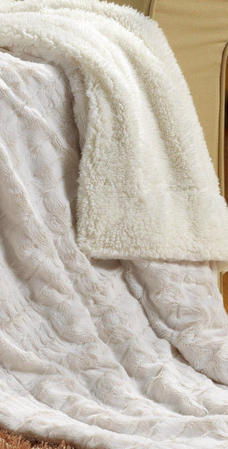 White Ivory Polar Faux Fur with Sherpa Throw Blanket