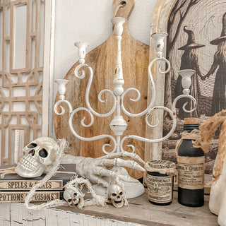 Distressed Scrollwork Candelabra