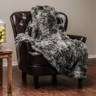 Wolf Faux Long Fur Throw Blanket