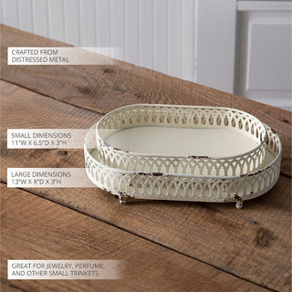 Metal Chantilly Tabletop Trays, Set of Two