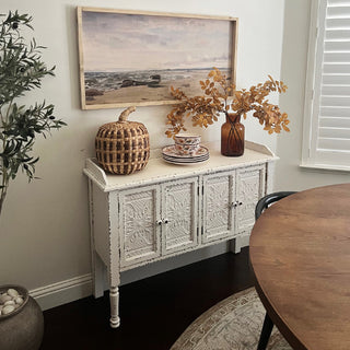 Distressed White Buffet Table