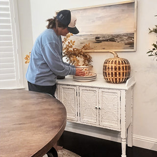 Distressed White Buffet Table