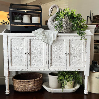 Distressed White Buffet Table