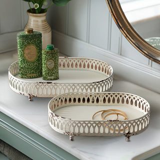Metal Chantilly Tabletop Trays, Set of Two