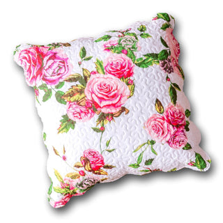 Romantic Roses Spring Floral Pink Euro Pillow Sham Cover, 26" x 26"